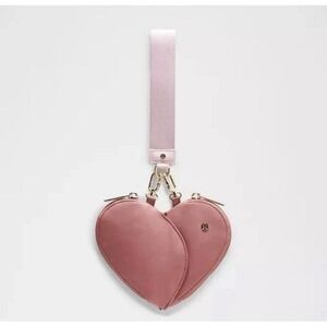 Lululemon Dual Pouch Wristlet Heart- Spiced Chai/Pink Haze/Gold